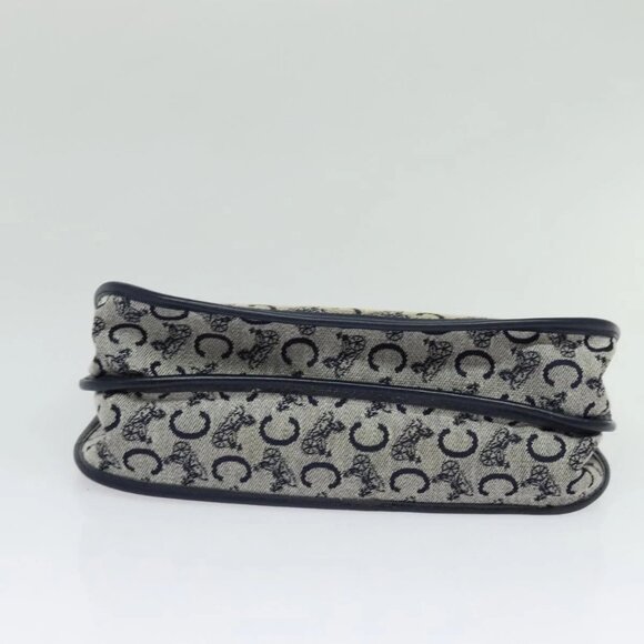 CELINE C Sulky Shoulder Bag Canvas Navy Gold Auth - Picture 6 of 16